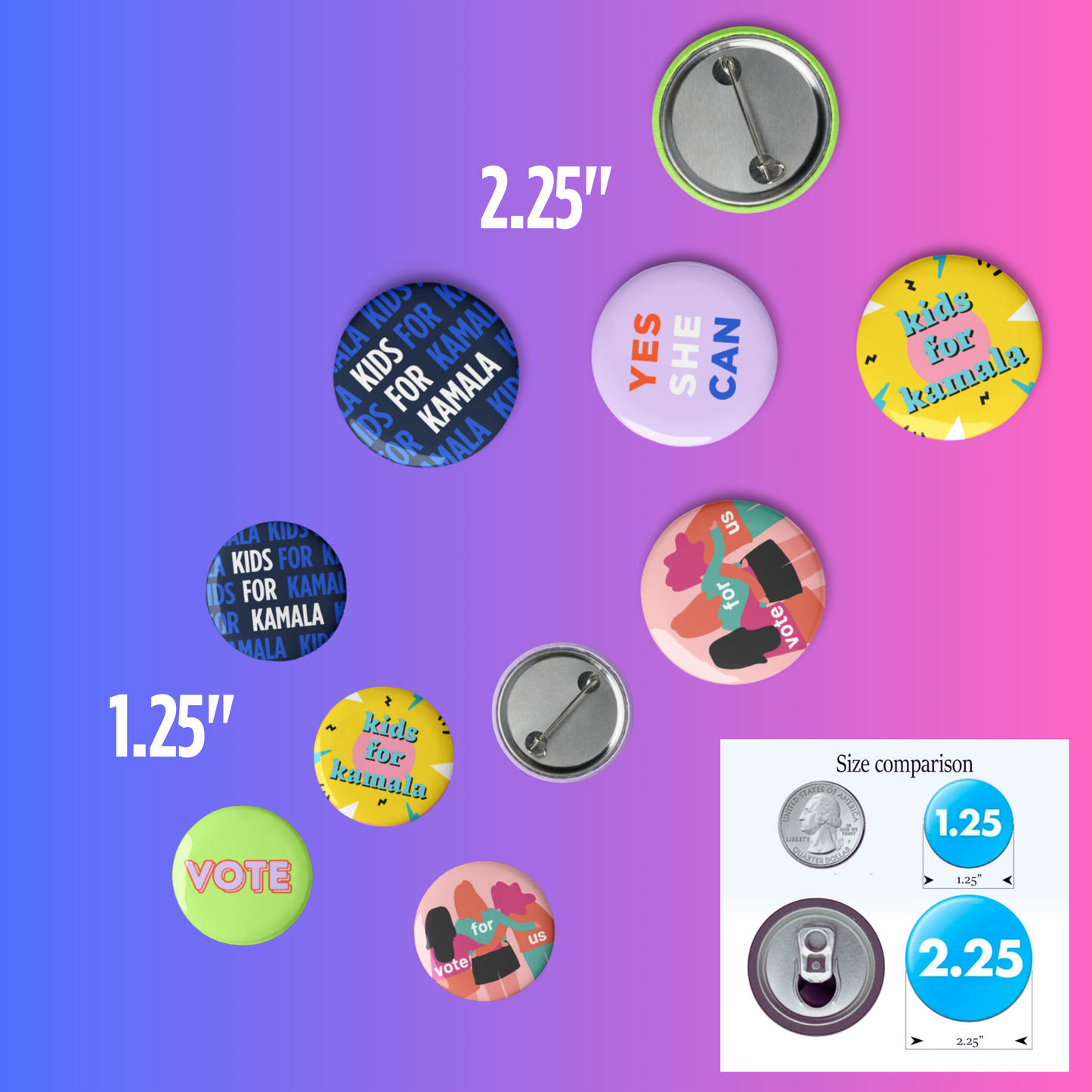 KIDS FOR KAMALA | 2024 Campaign Buttons - Variety Pack 1